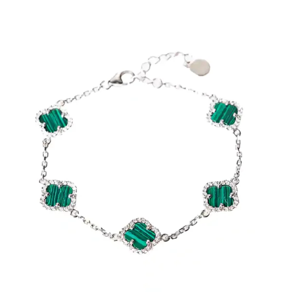 пет детелини в зелен цвят гривна